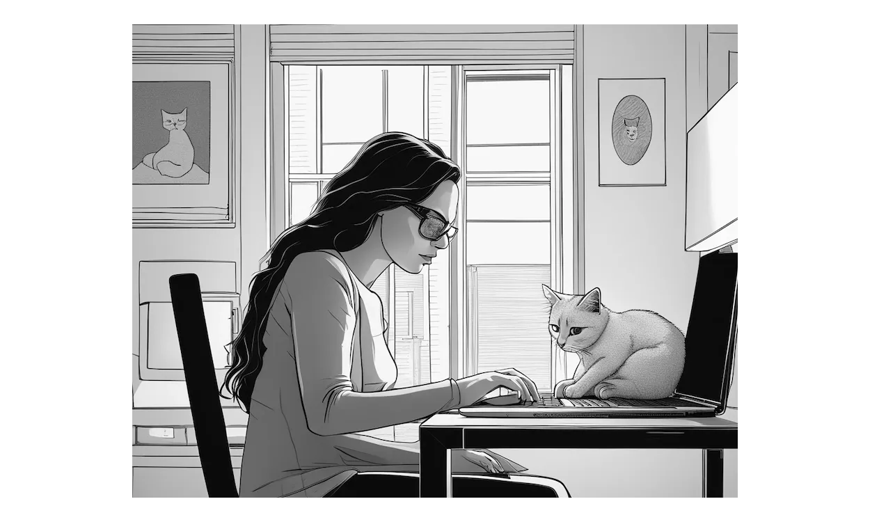 Amy and a cat by KREA