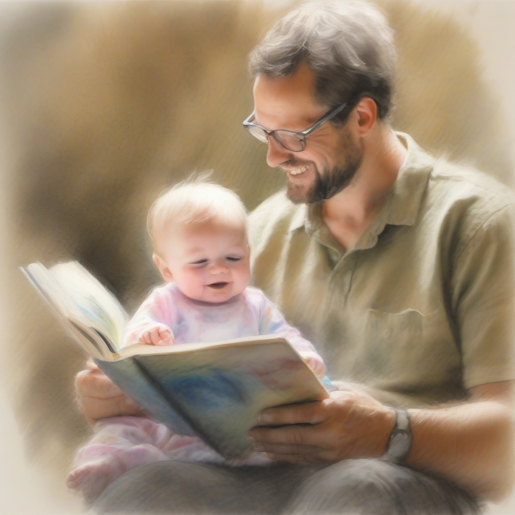 Parental LearningTime Father Watch Baby Read Book