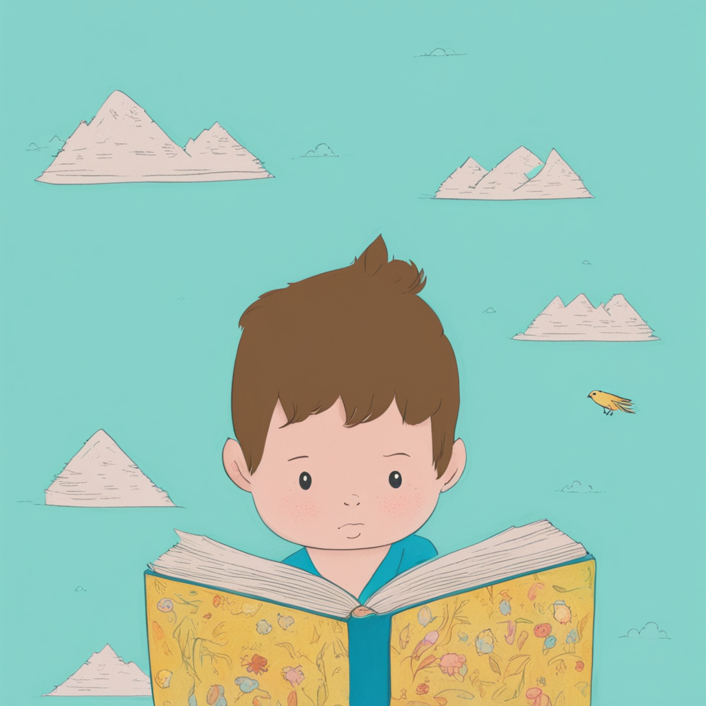 Kid Reading A Book, Illustration