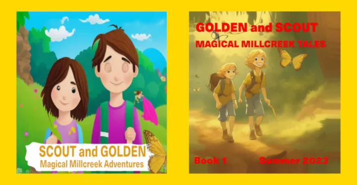 Golden and Scout Millcreek Adventure Covers by Krea