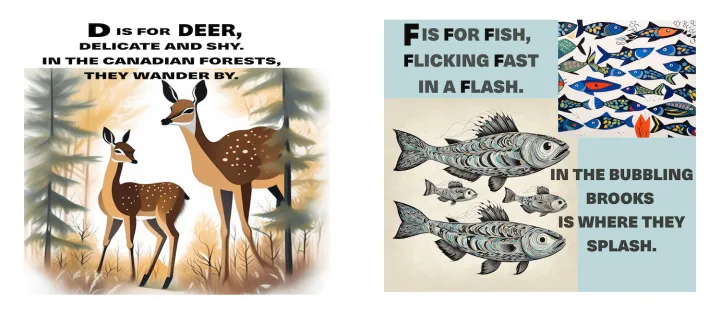 D is for Deer and F is for Fishes