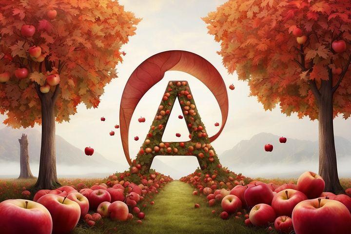 Autumn and Apples and an A standing Tall