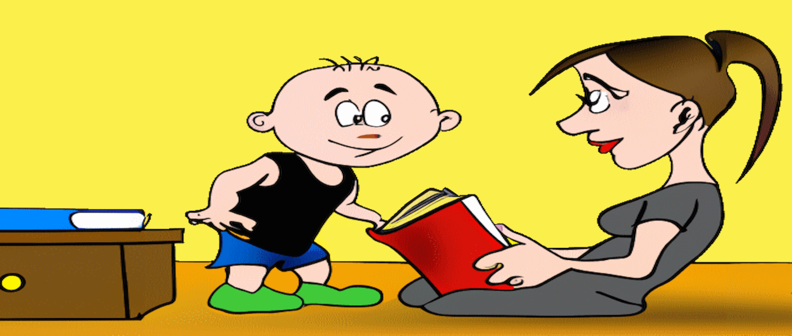 A Cartoon of a Child Learning to Love Reading